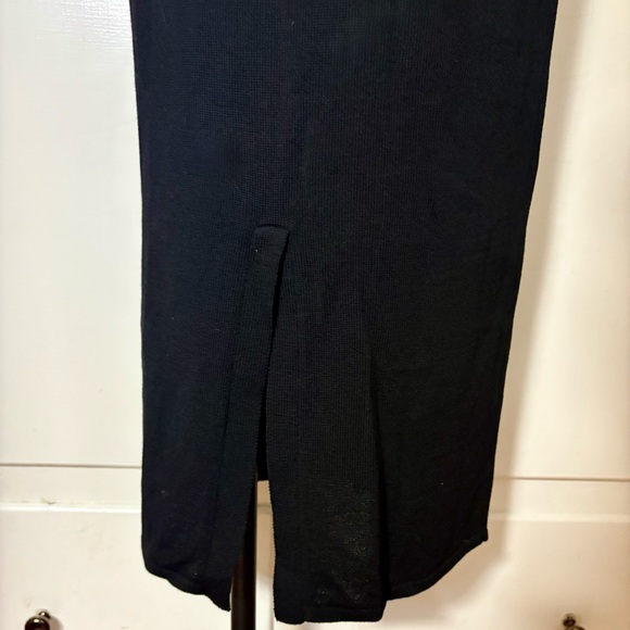 Vintage 90s 395 Sutter Black Wool Rayon Long Black Button Up Duster Cardigan - Picture 5 of 6